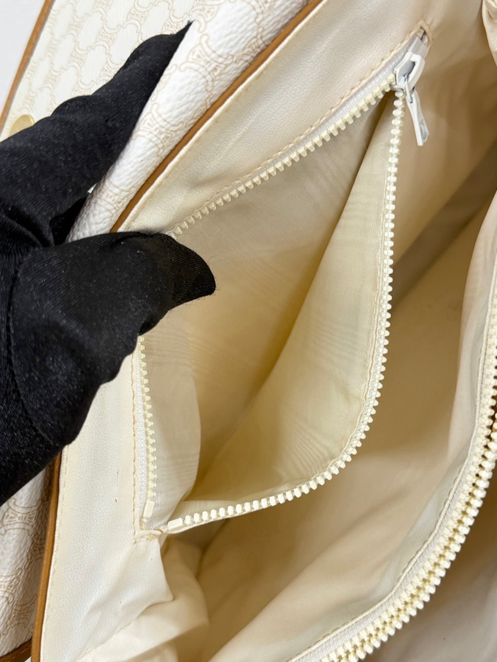 Celine White Macadam Shoulder Bag