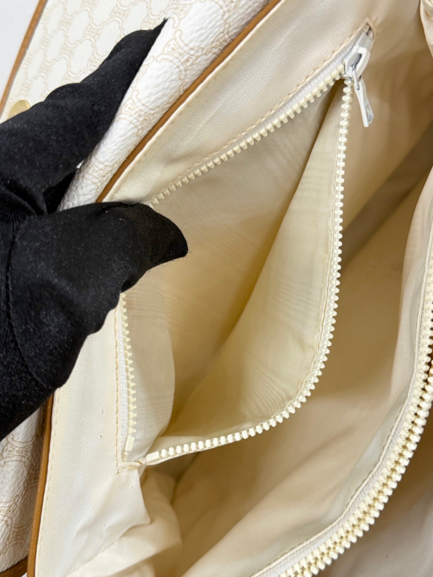 Celine White Macadam Shoulder Bag