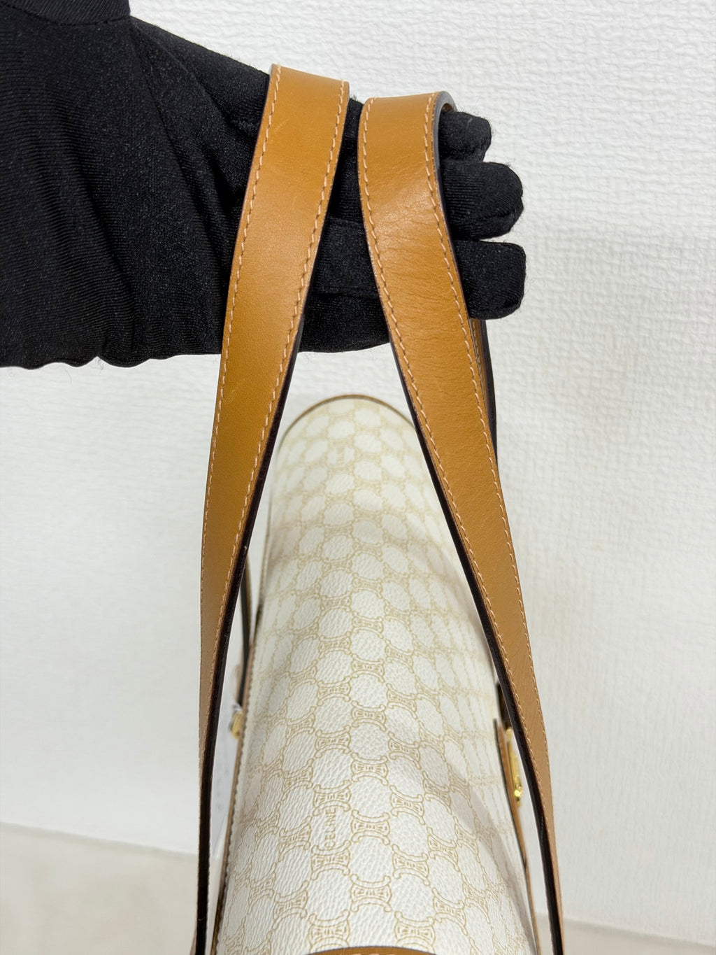 Celine White Macadam Shoulder Bag
