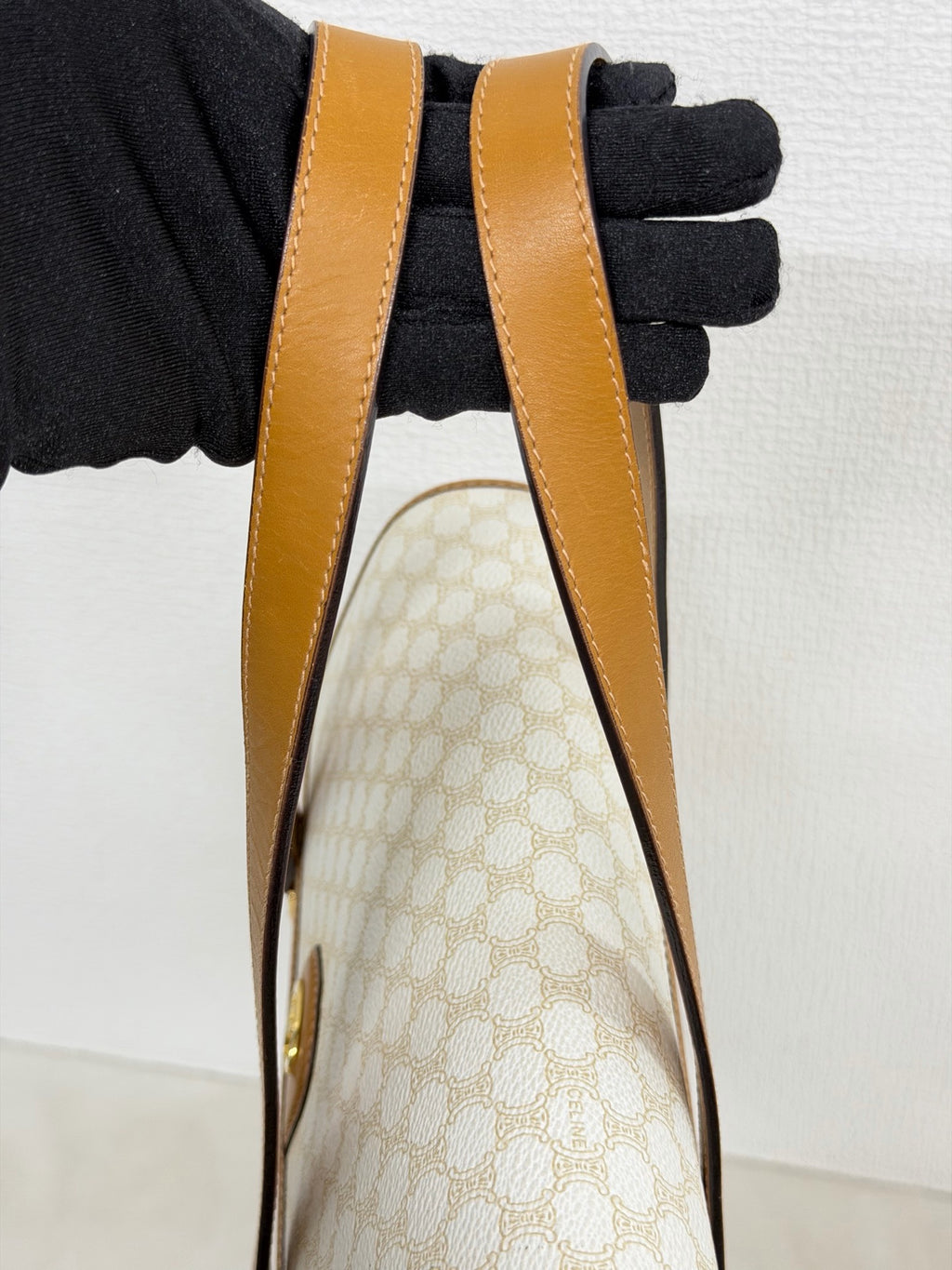 Celine White Macadam Shoulder Bag