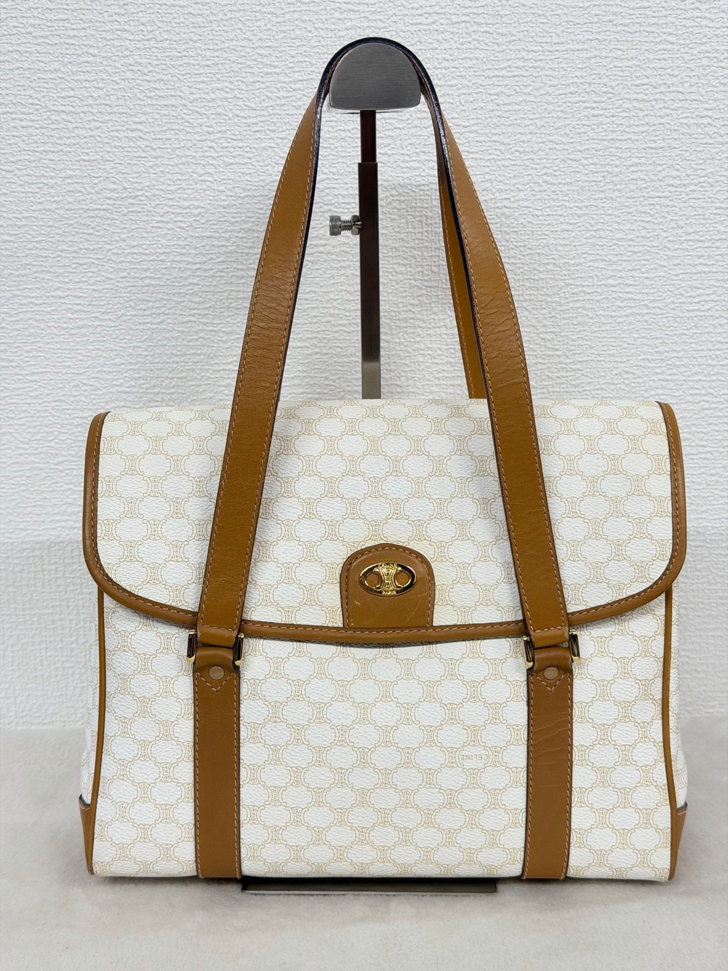 Celine White Macadam Shoulder Bag