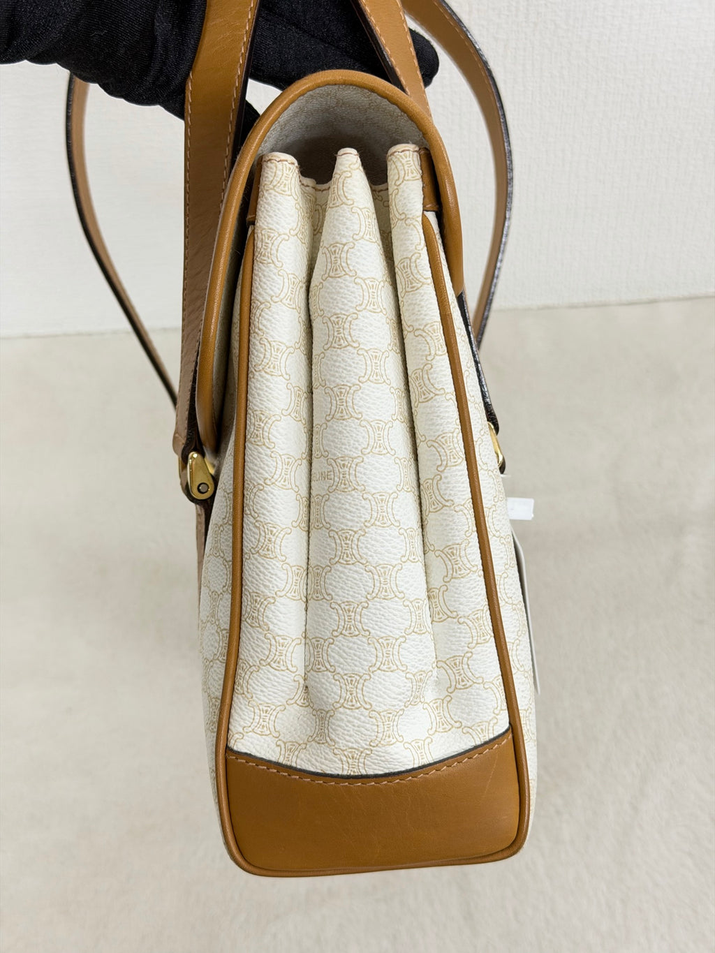 Celine White Macadam Shoulder Bag