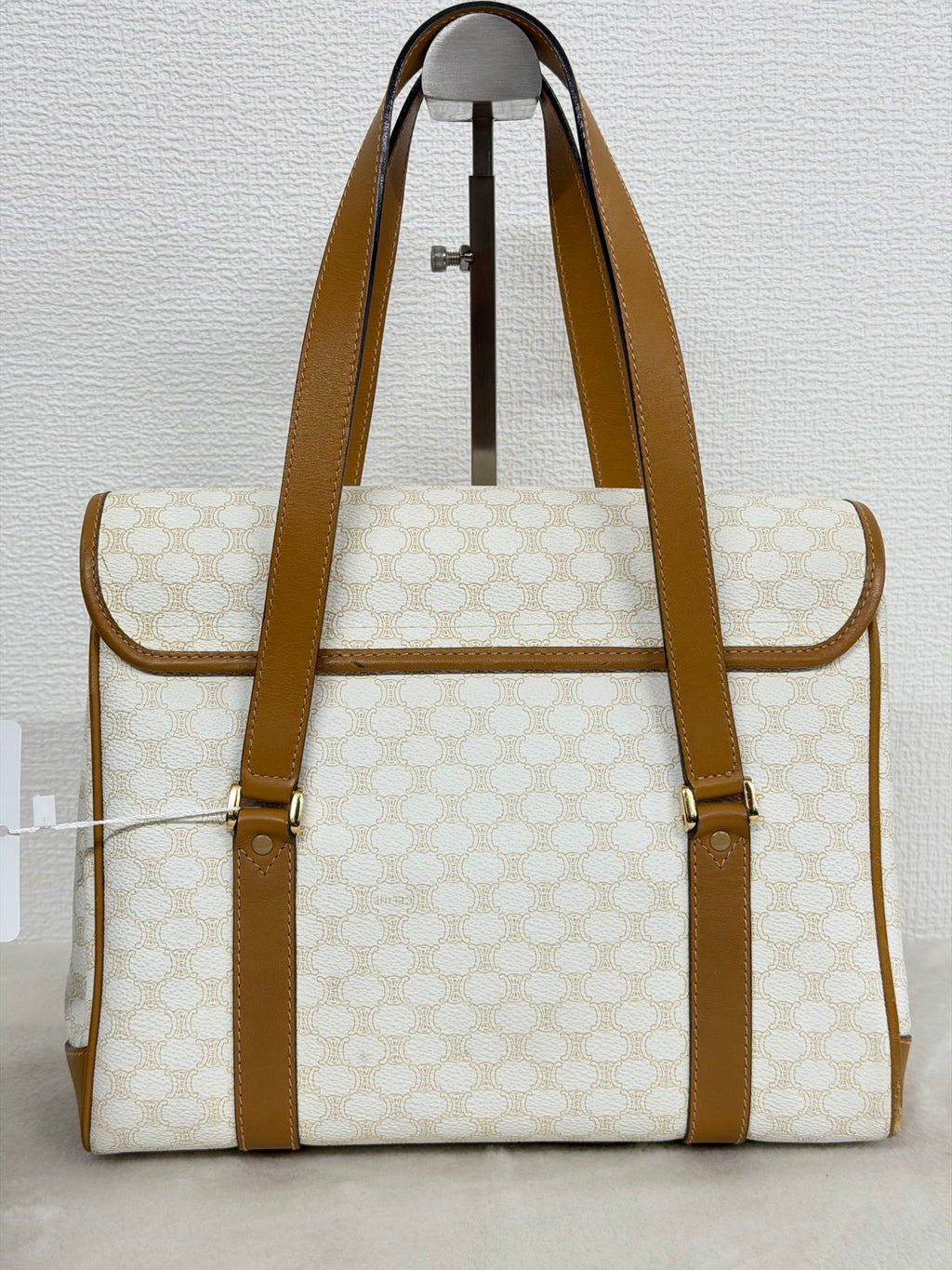 Celine White Macadam Shoulder Bag