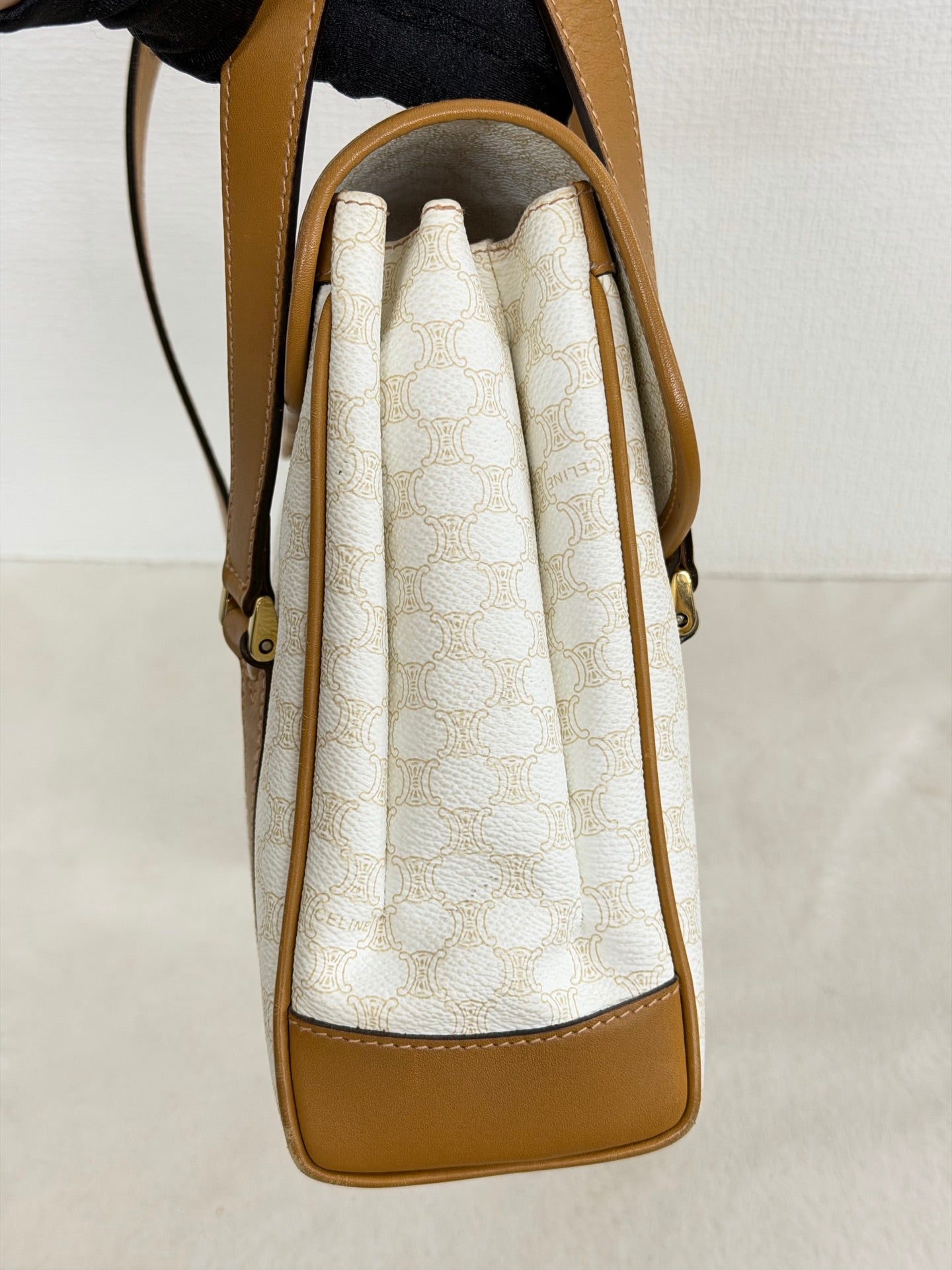 Celine White Macadam Shoulder Bag