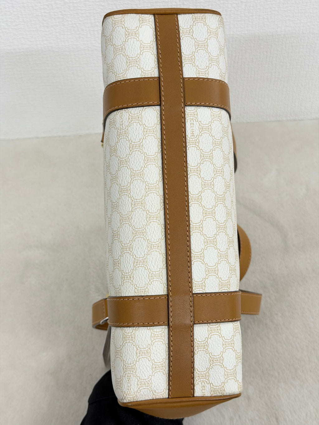 Celine White Macadam Shoulder Bag