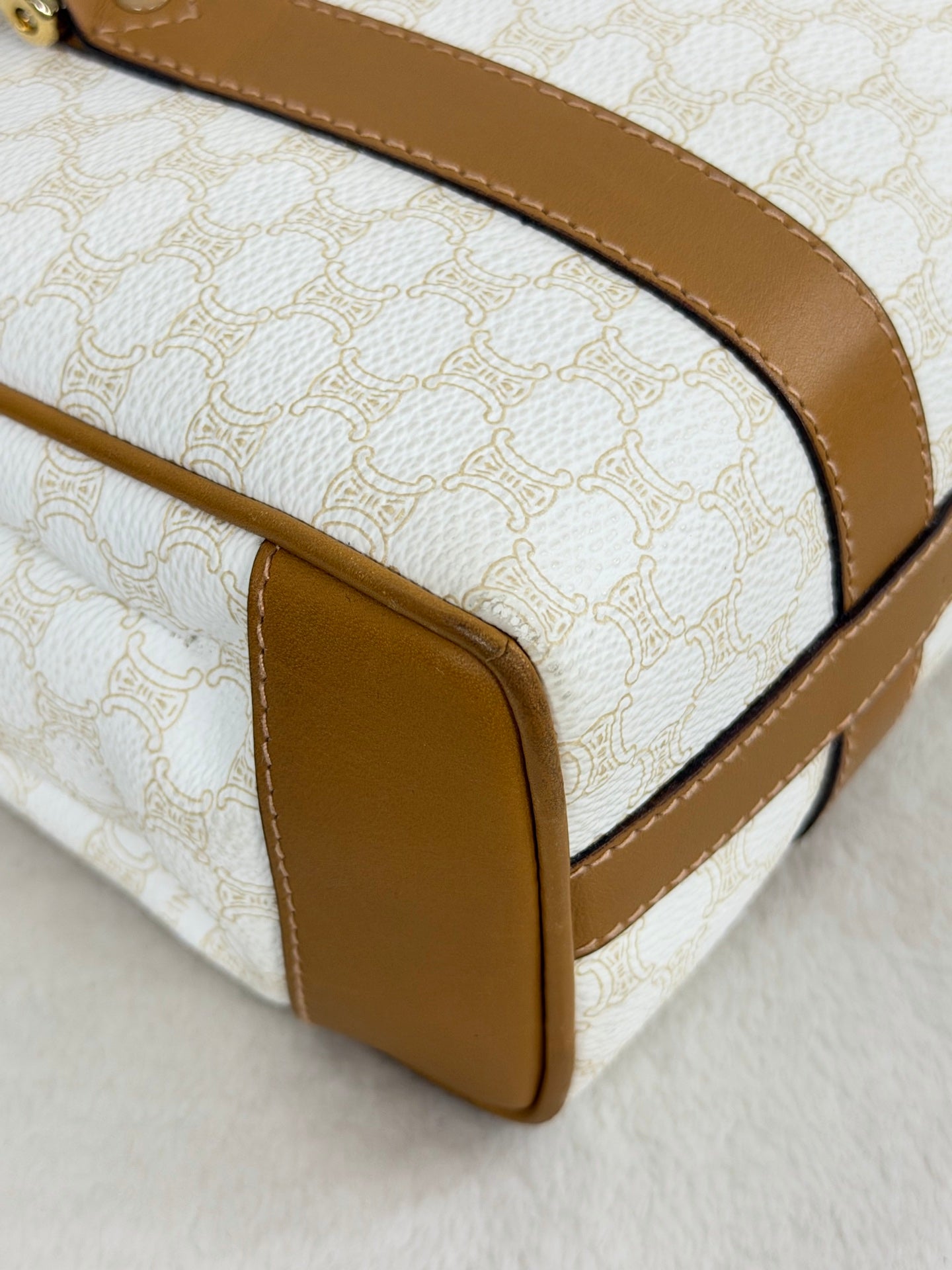 Celine White Macadam Shoulder Bag