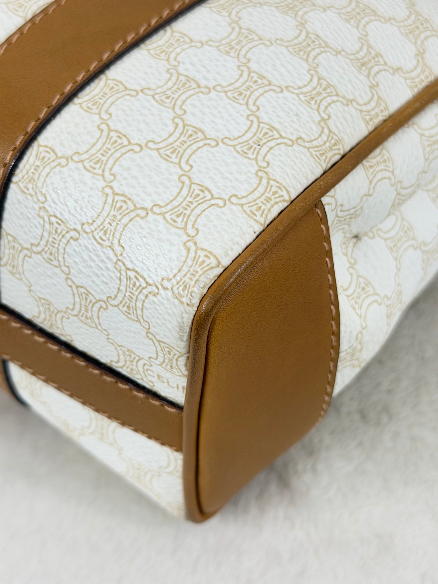 Celine White Macadam Shoulder Bag
