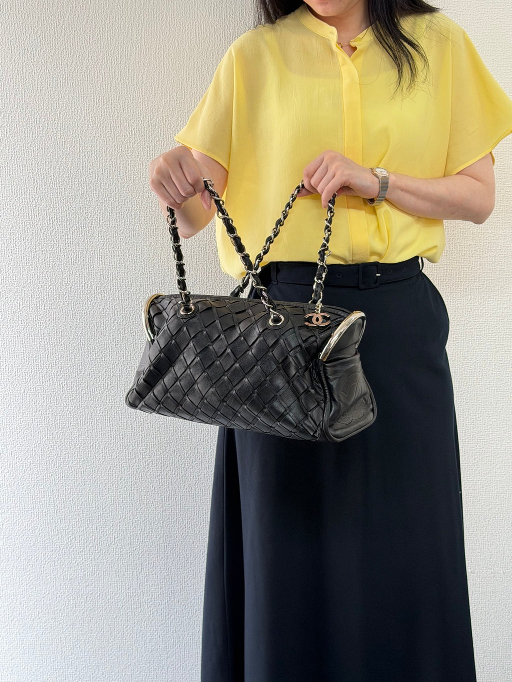 Chanel Ultimate Soft Woven Leather Bowling Bag