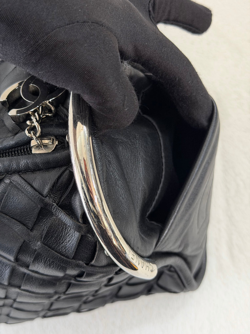 Chanel Ultimate Soft Woven Leather Bowling Bag