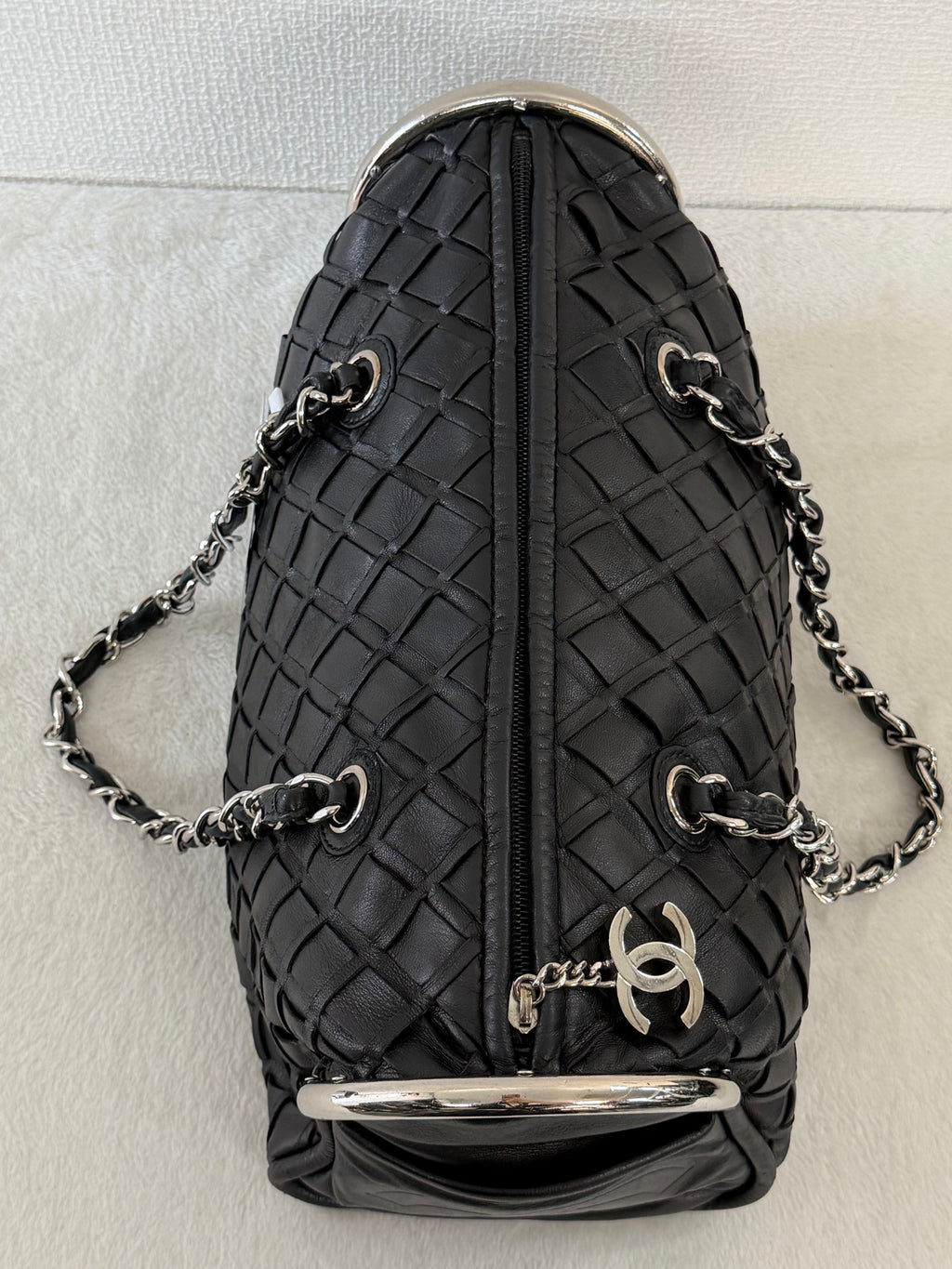 Chanel Ultimate Soft Woven Leather Bowling Bag
