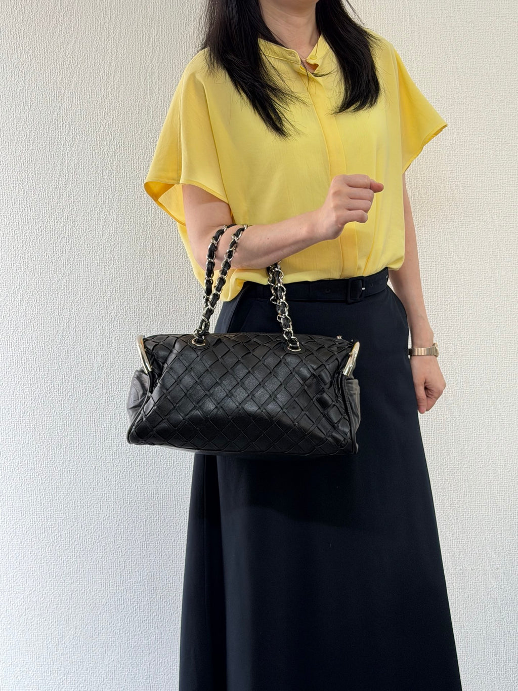 Chanel Ultimate Soft Woven Leather Bowling Bag