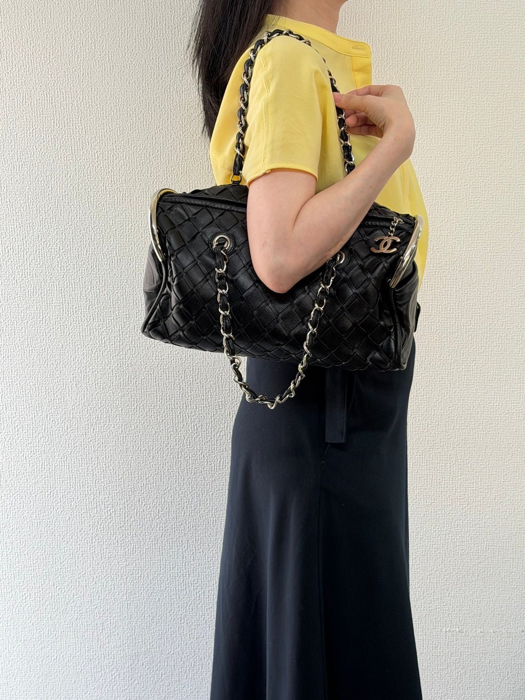 Chanel Ultimate Soft Woven Leather Bowling Bag