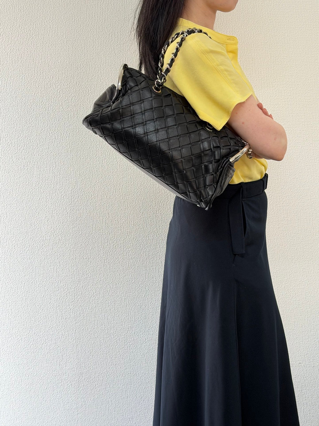Chanel Ultimate Soft Woven Leather Bowling Bag