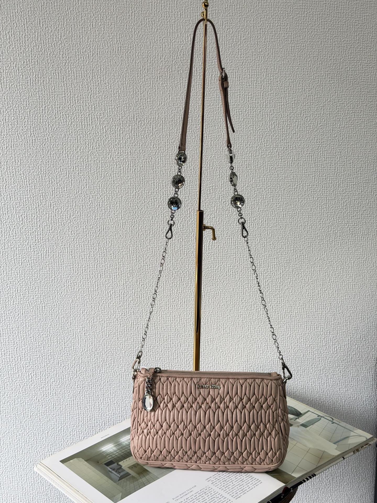 Miu Miu Matelasse Nappa Crystal Shoulder Bag