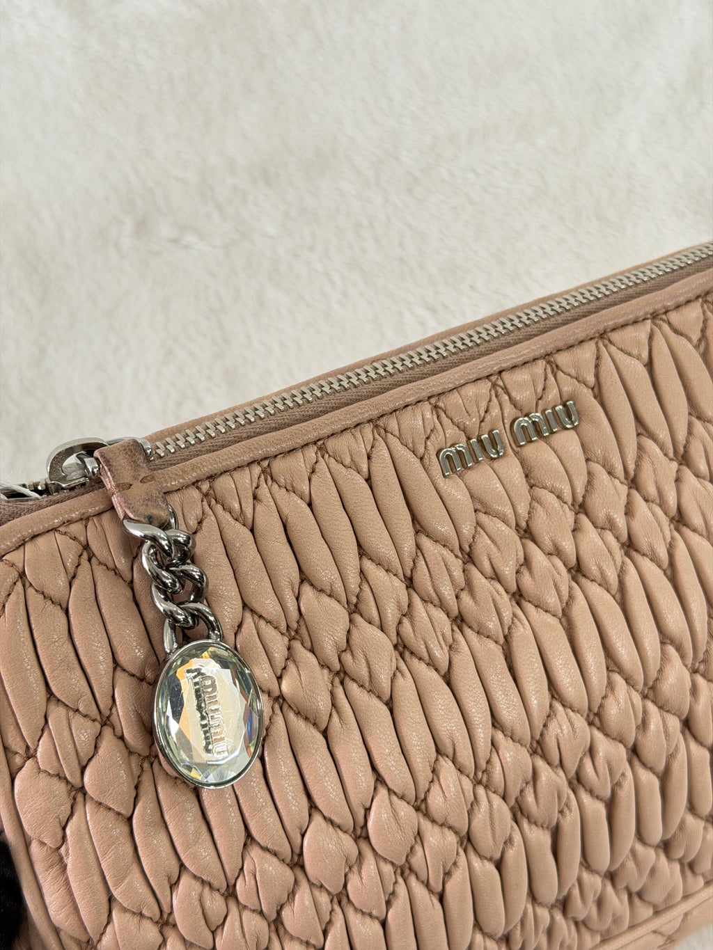 Miu Miu Matelasse Nappa Crystal Shoulder Bag