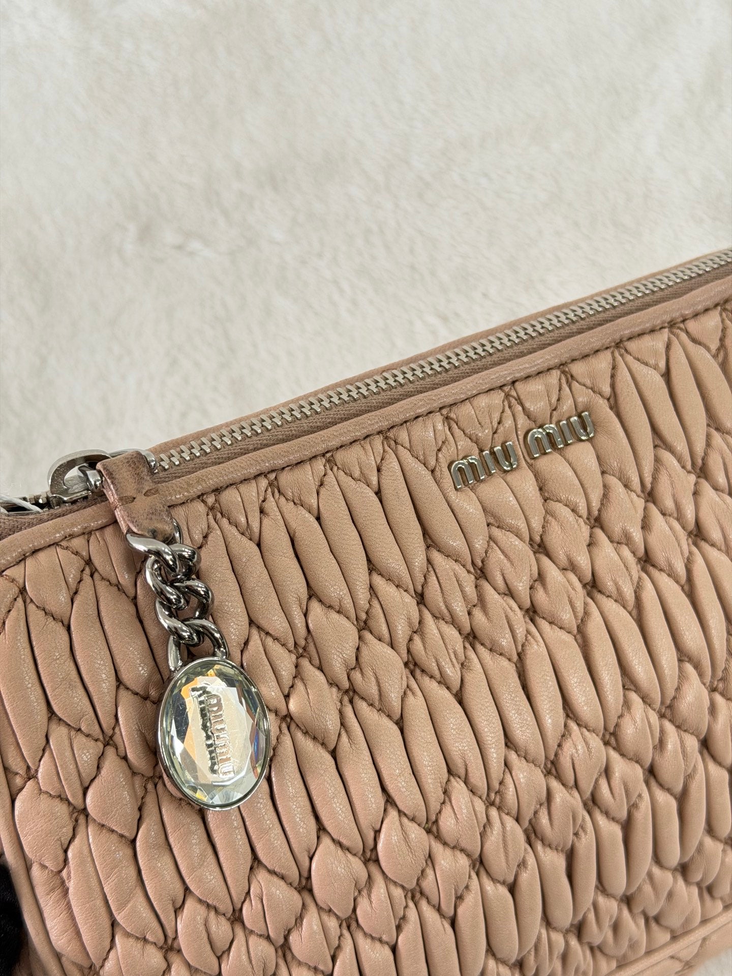 Miu Miu Matelasse Nappa Crystal Shoulder Bag