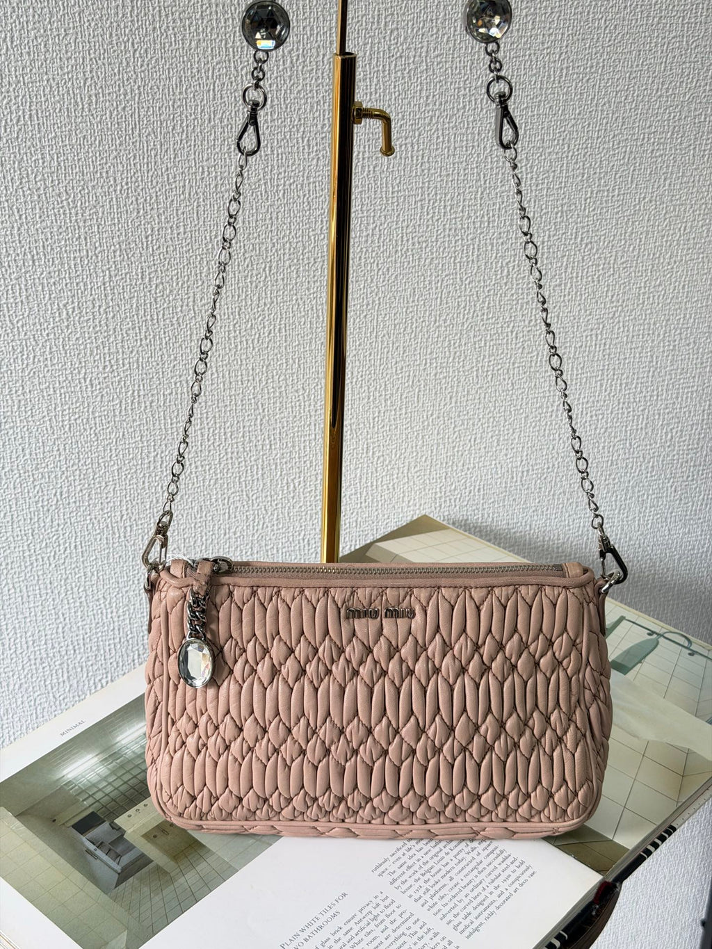 Miu Miu Matelasse Nappa Crystal Shoulder Bag