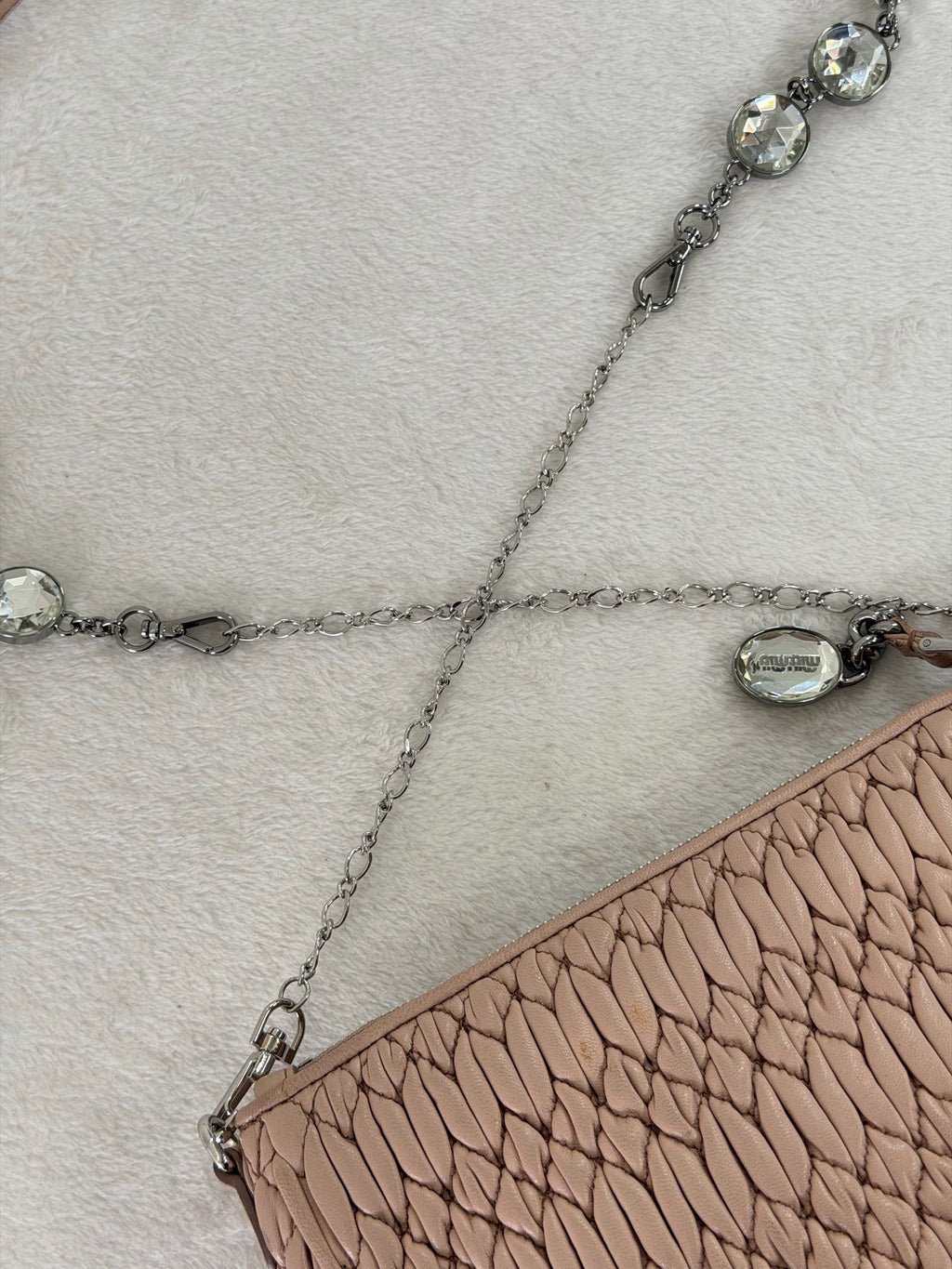 Miu Miu Matelasse Nappa Crystal Shoulder Bag