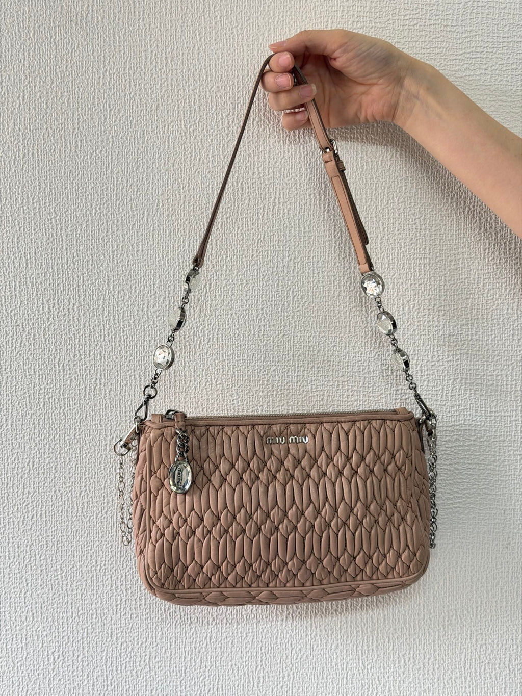Miu Miu Matelasse Nappa Crystal Shoulder Bag