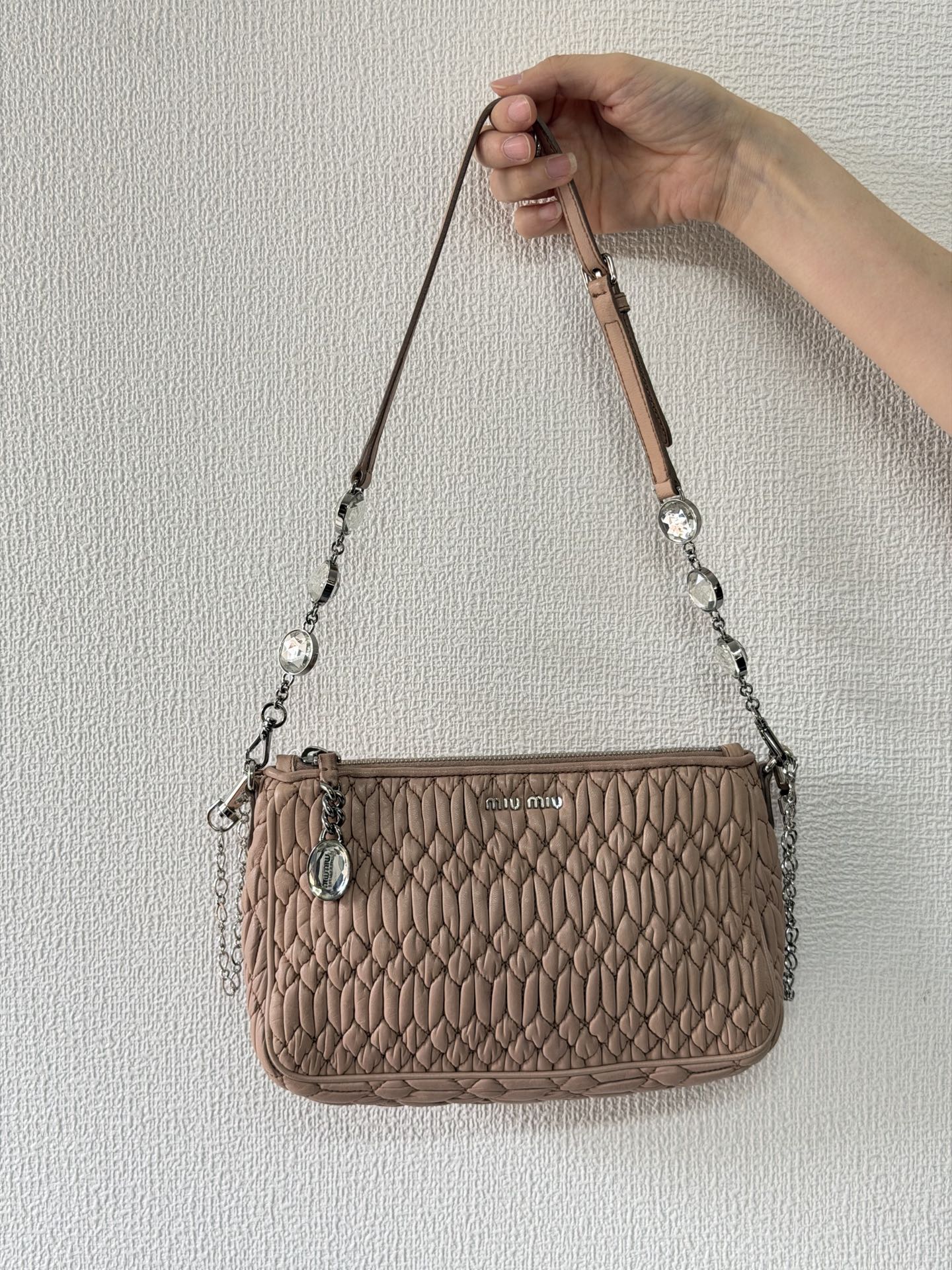 Miu Miu Matelasse Nappa Crystal Shoulder Bag