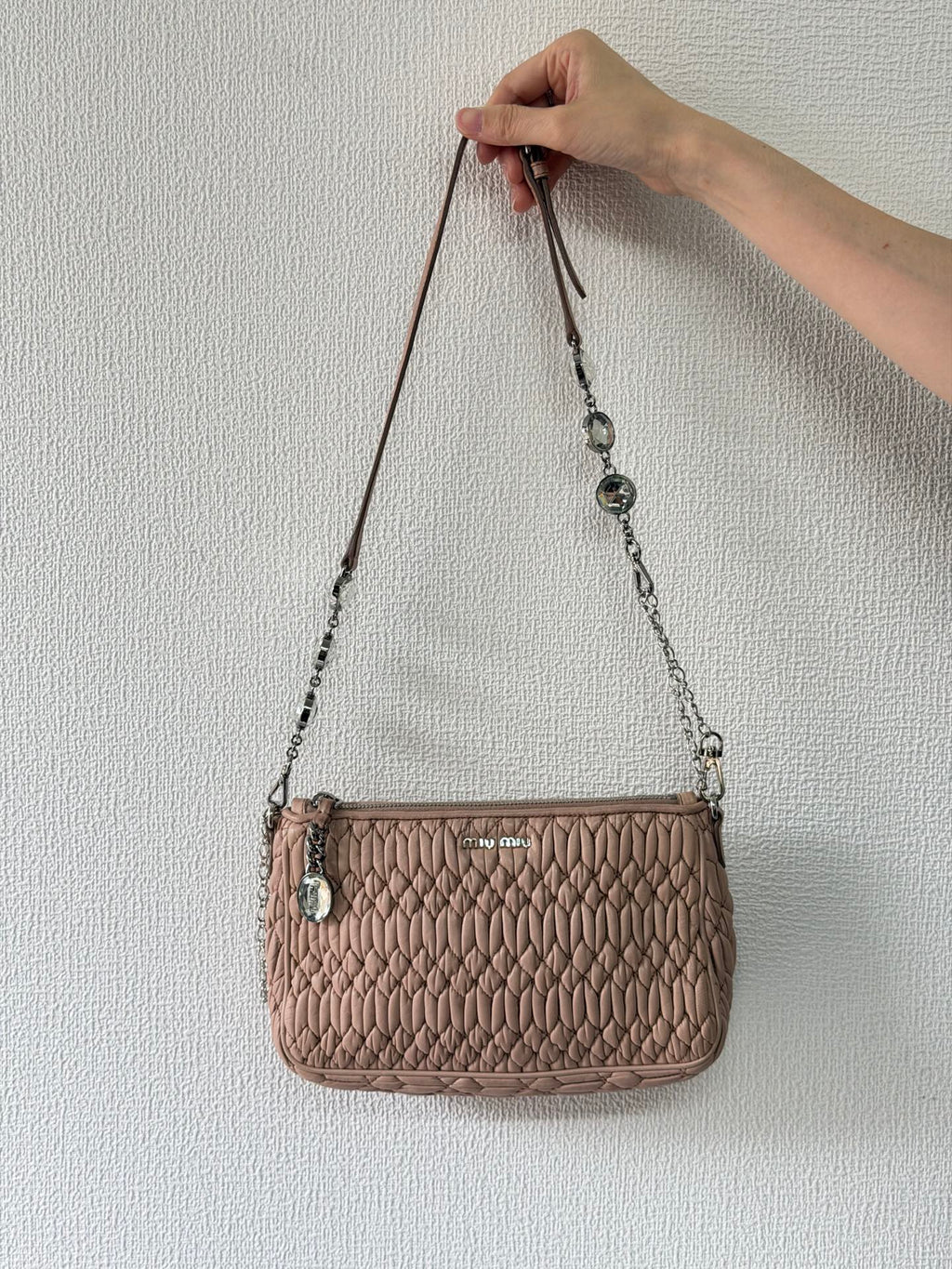 Miu Miu Matelasse Nappa Crystal Shoulder Bag