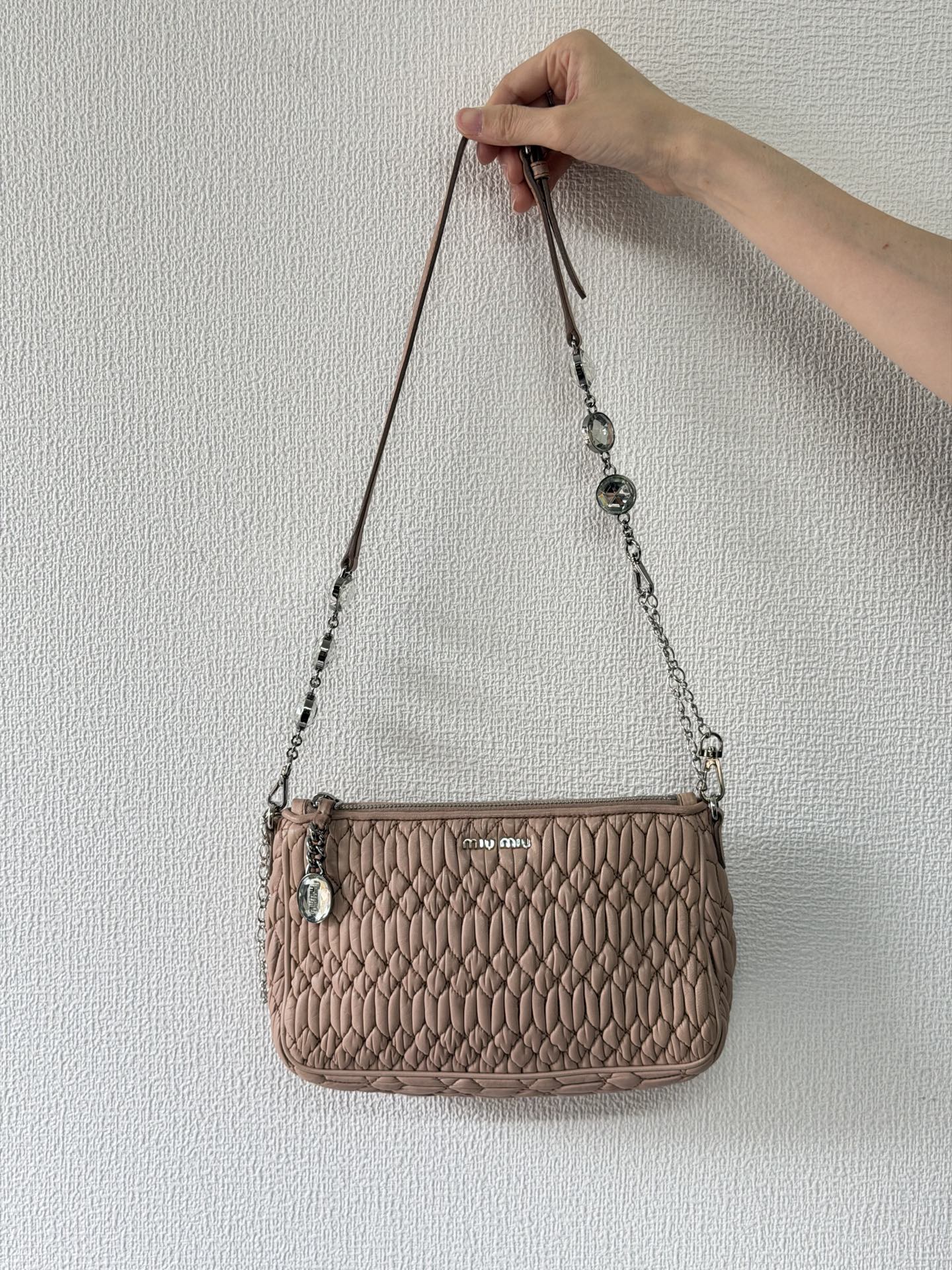 Miu Miu Matelasse Nappa Crystal Shoulder Bag