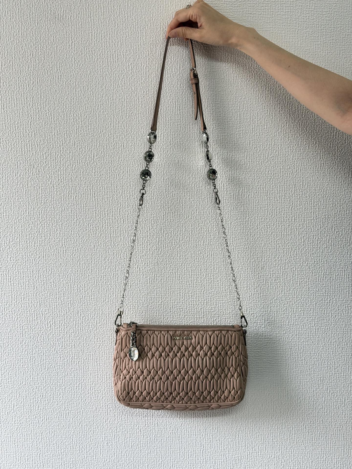 Miu Miu Matelasse Nappa Crystal Shoulder Bag