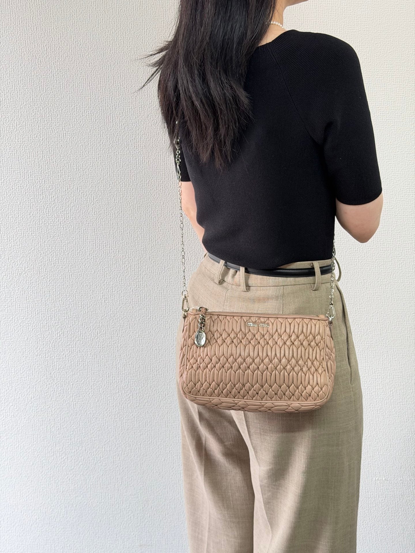 Miu Miu Matelasse Nappa Crystal Shoulder Bag