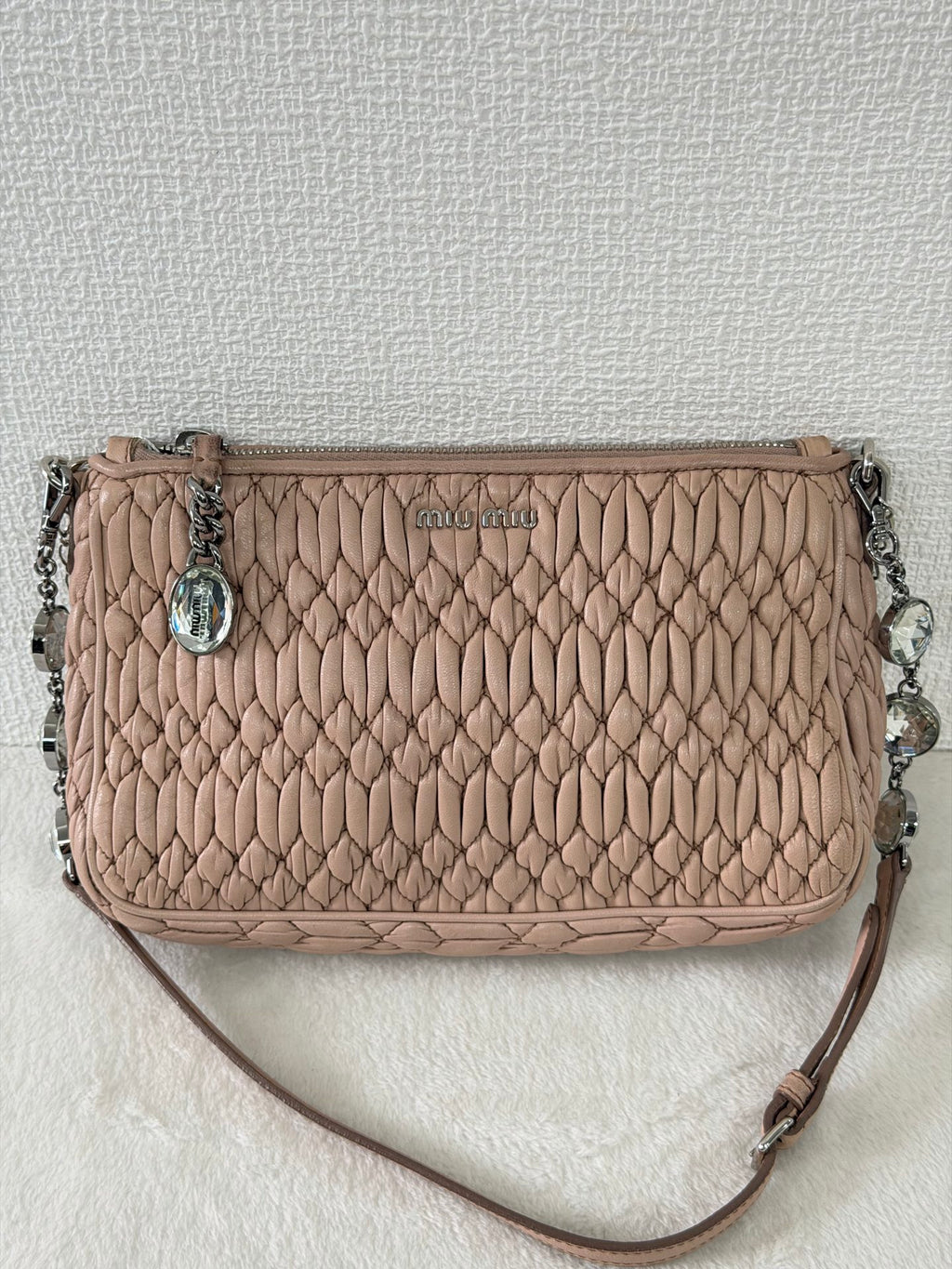Miu Miu Matelasse Nappa Crystal Shoulder Bag