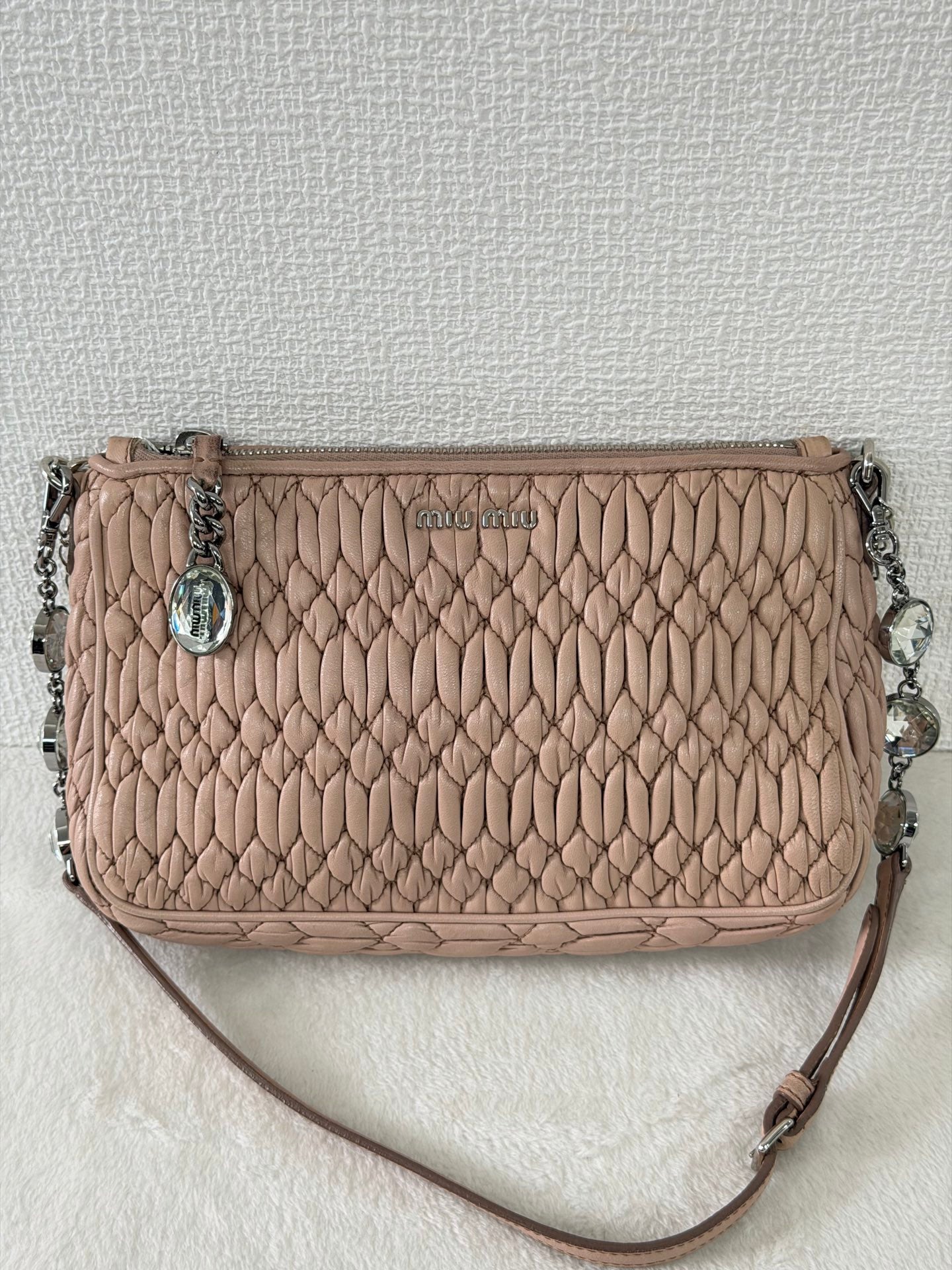 Miu Miu Matelasse Nappa Crystal Shoulder Bag