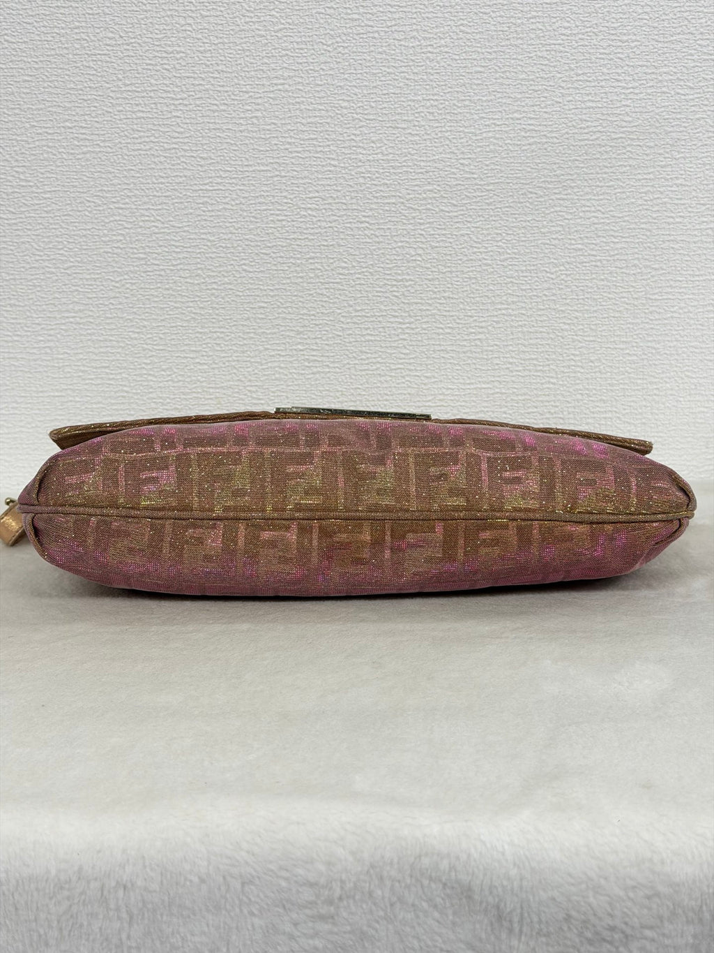 Fendi Metallic Pink Gold Lurex Zucca Large Mia Bag