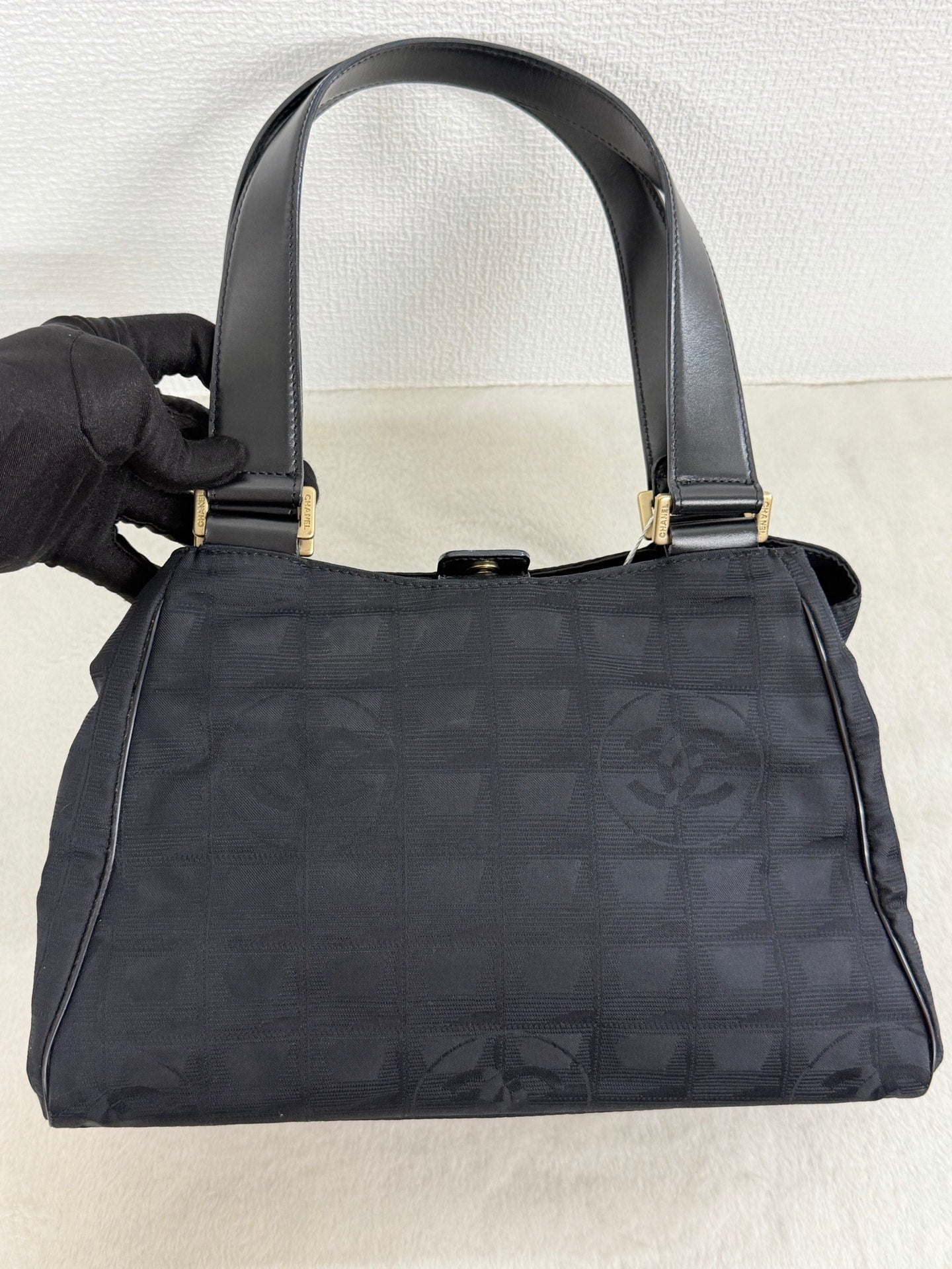 Chanel New Travel Line Jacquard Handbag Black