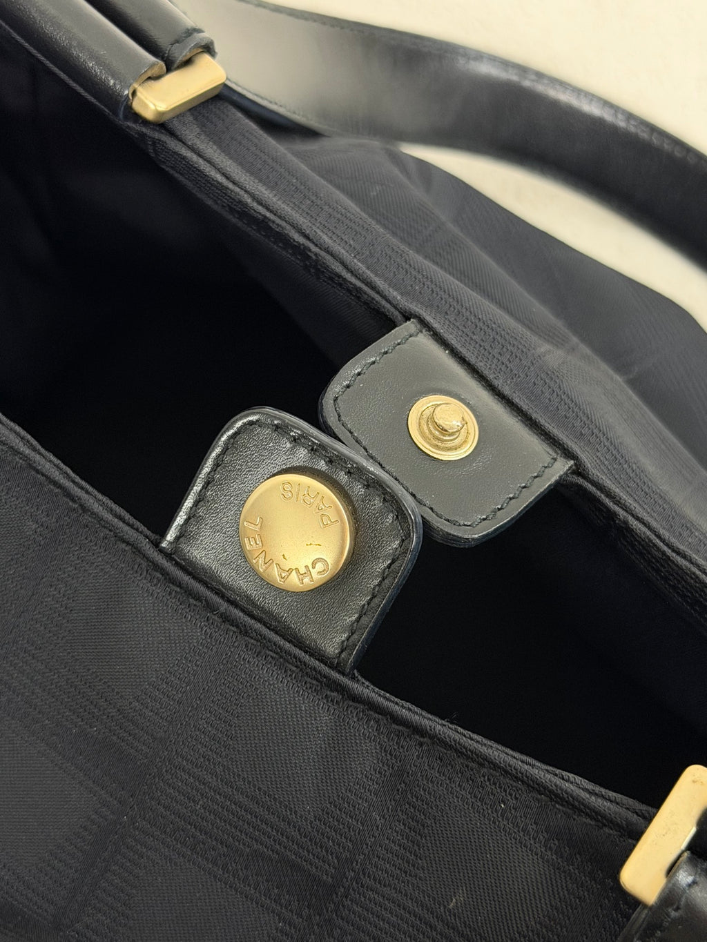 Chanel New Travel Line Jacquard Handbag Black