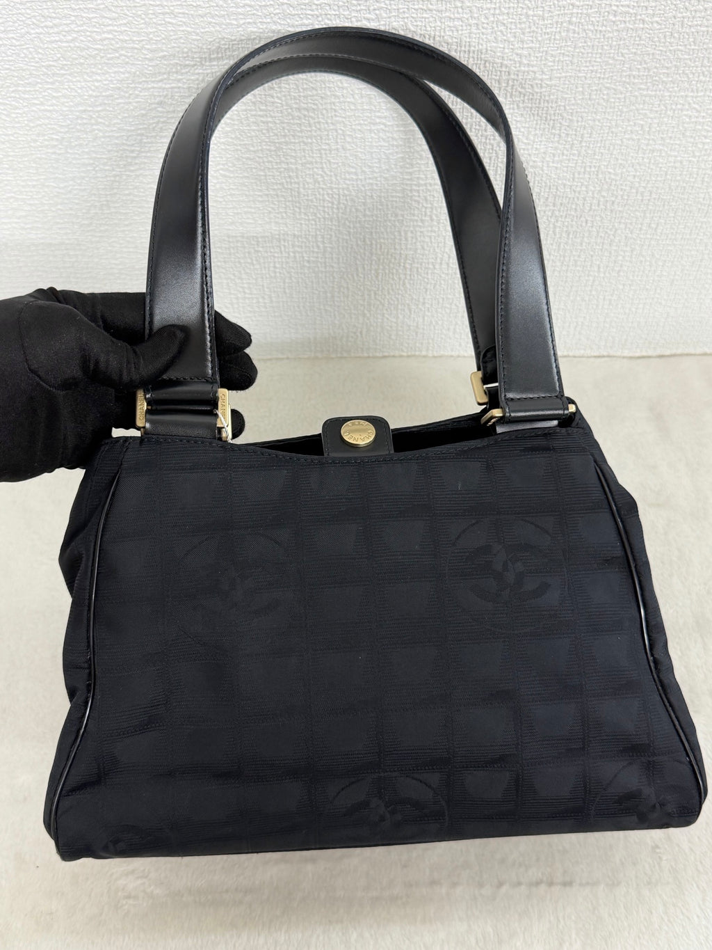 Chanel New Travel Line Jacquard Handbag Black