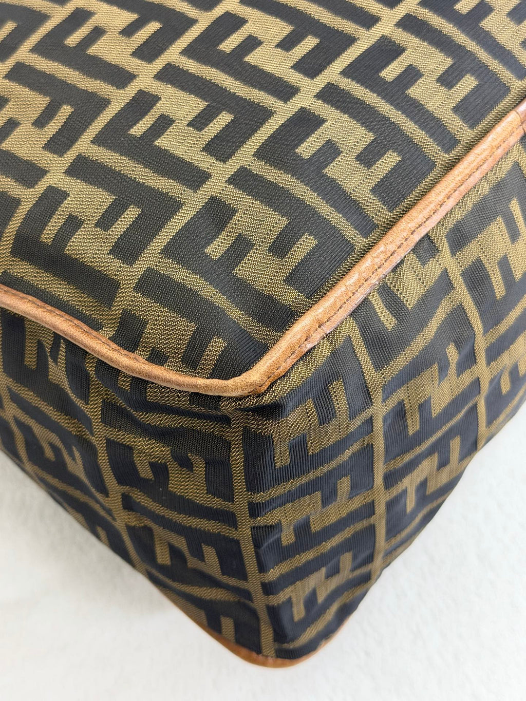 Fendi Zucca Messenger Bag Canvas Leather Brown