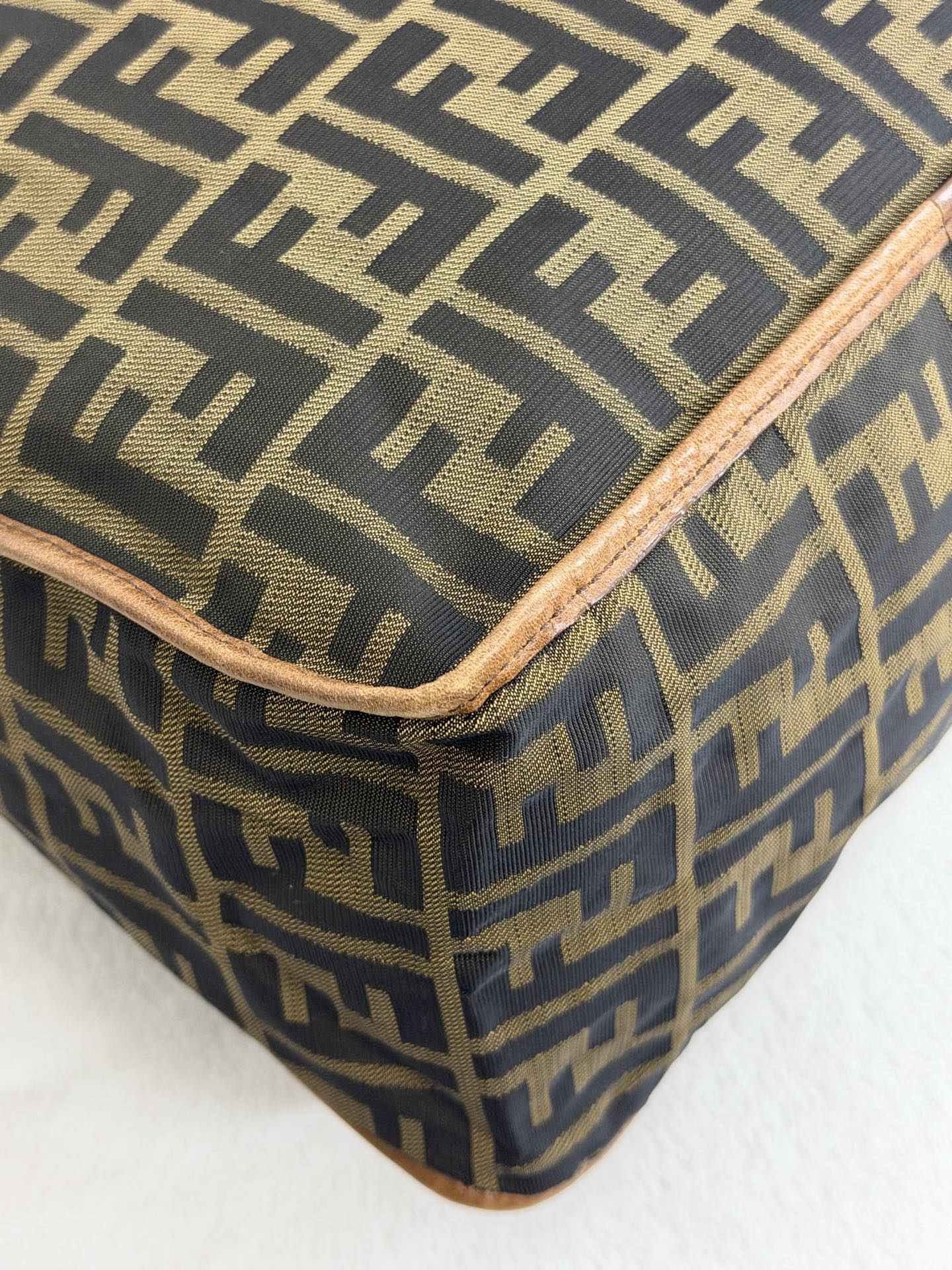 Fendi Zucca Messenger Bag Canvas Leather Brown
