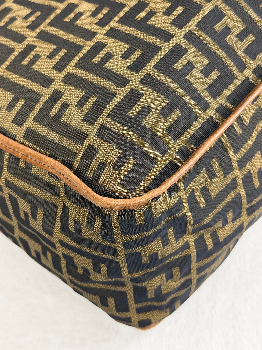 Fendi Zucca Messenger Bag Canvas Leather Brown