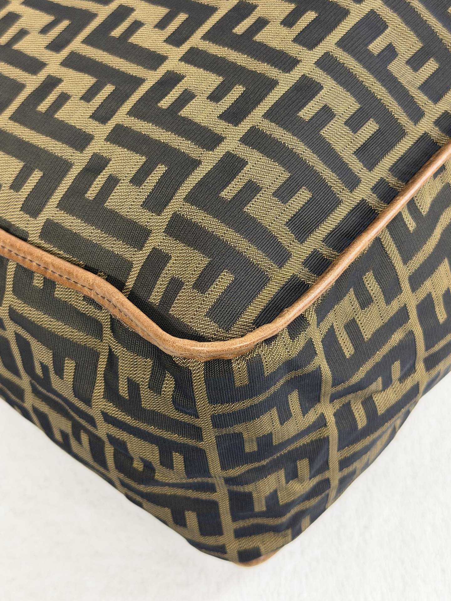 Fendi Zucca Messenger Bag Canvas Leather Brown