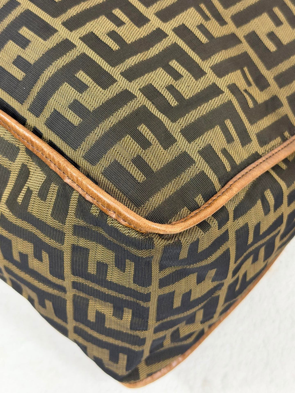 Fendi Zucca Messenger Bag Canvas Leather Brown