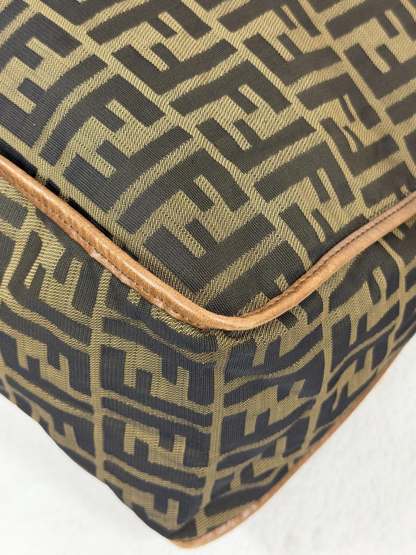 Fendi Zucca Messenger Bag Canvas Leather Brown