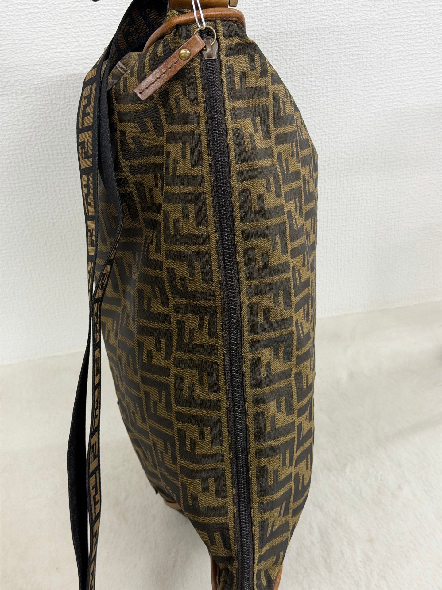 Fendi Zucca Messenger Bag Canvas Leather Brown