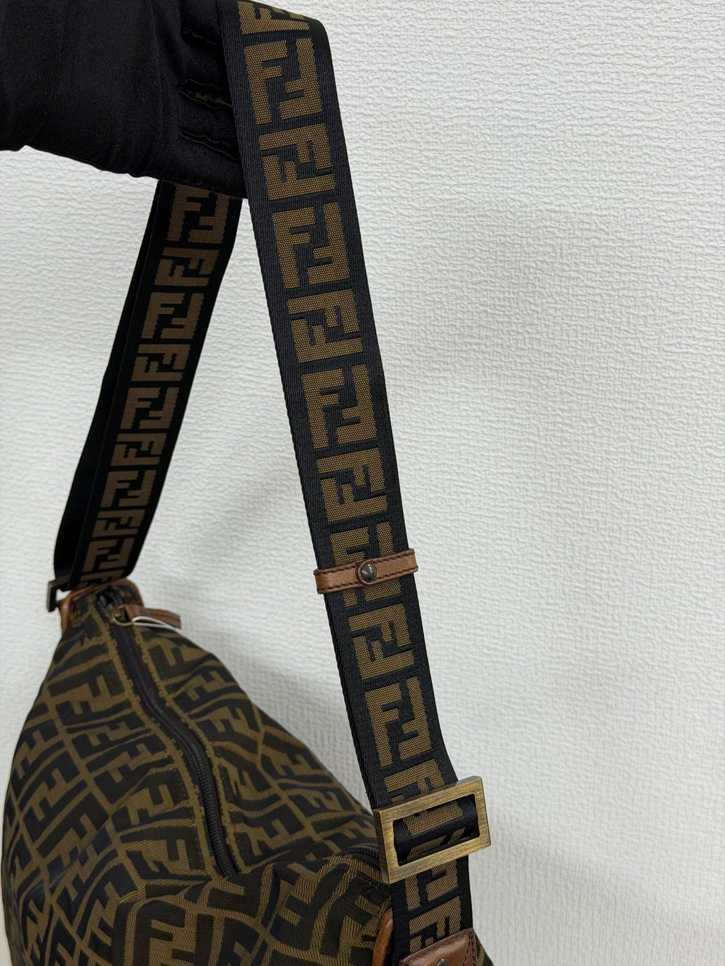 Fendi Zucca Messenger Bag Canvas Leather Brown