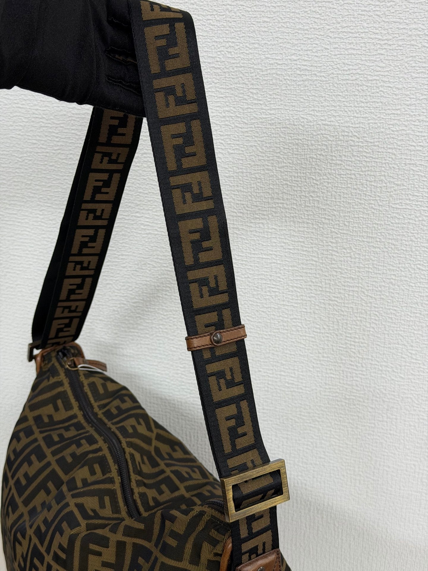 Fendi Zucca Messenger Bag Canvas Leather Brown