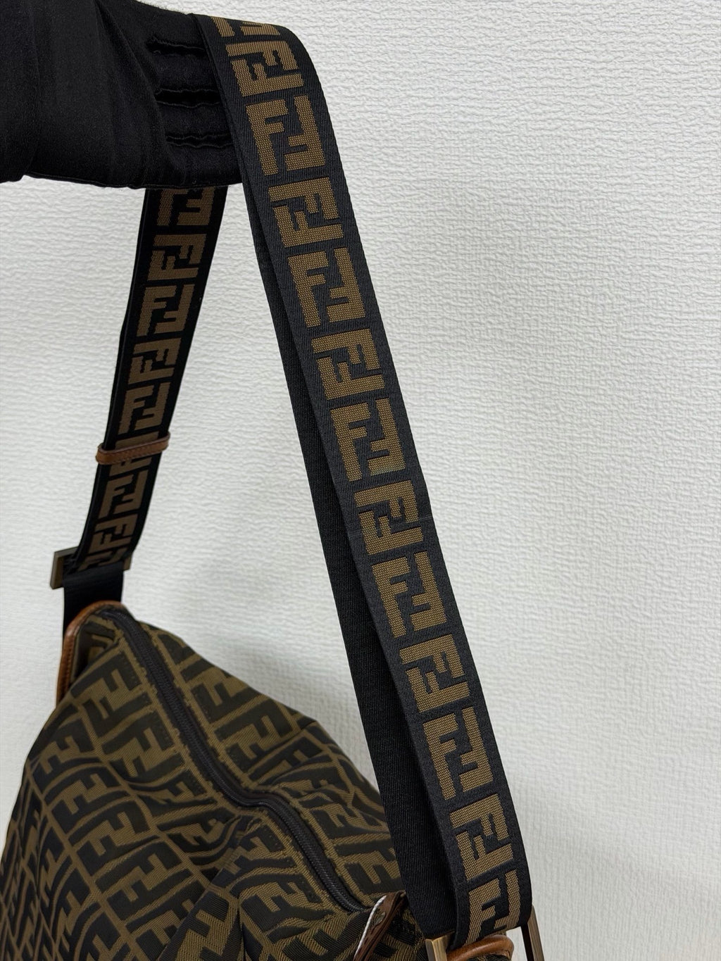 Fendi Zucca Messenger Bag Canvas Leather Brown