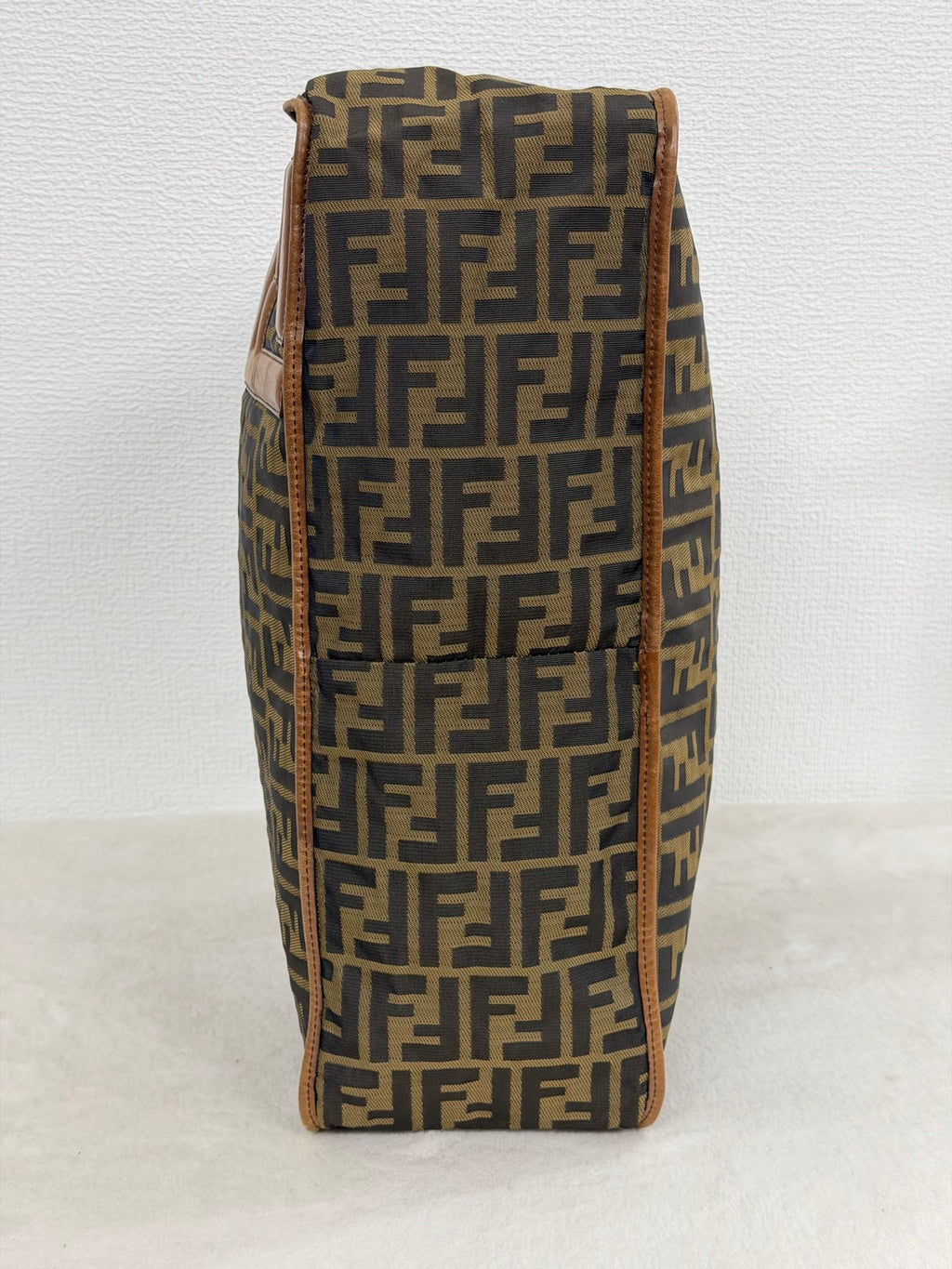 Fendi Zucca Messenger Bag Canvas Leather Brown