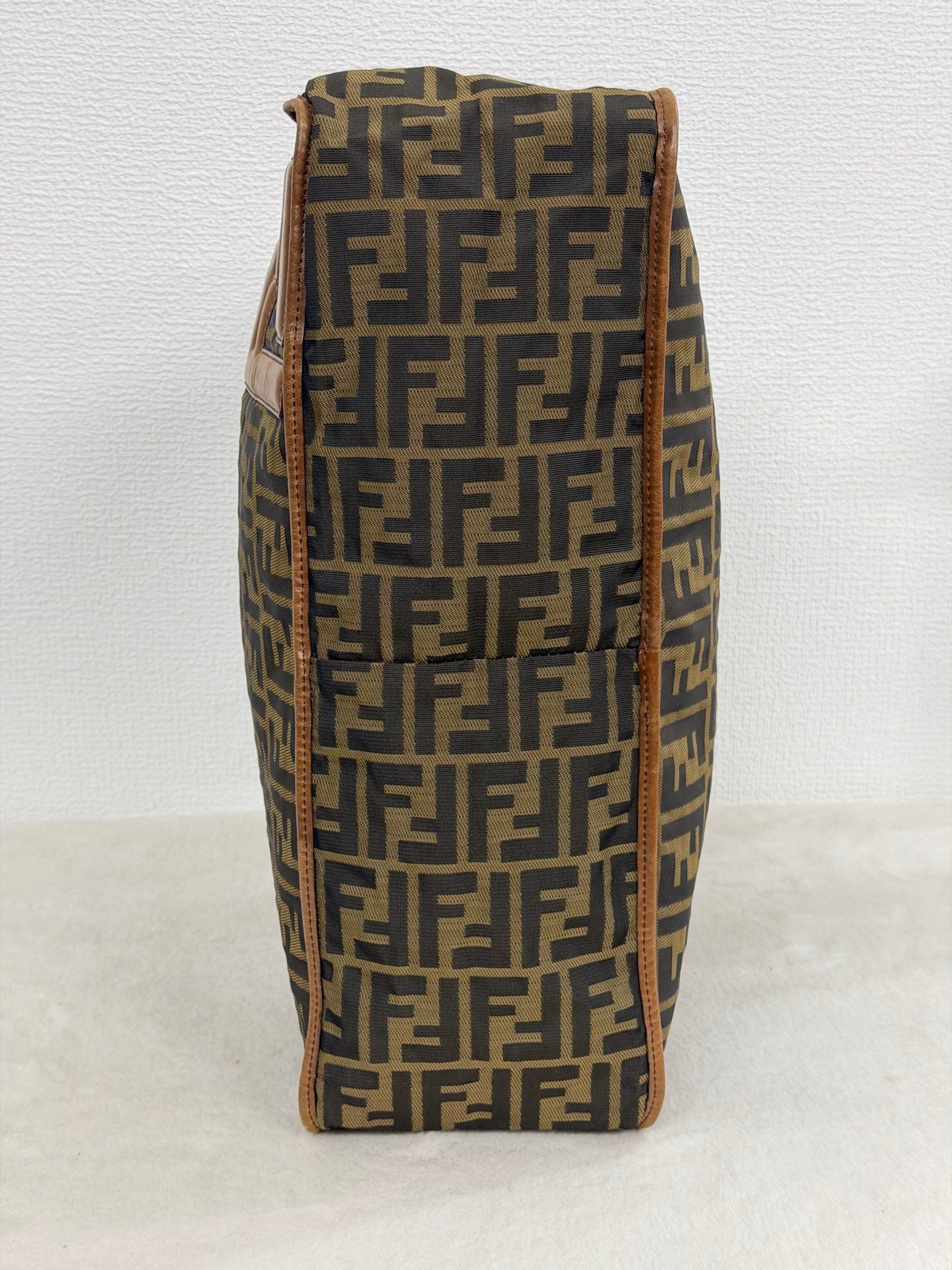 Fendi Zucca Messenger Bag Canvas Leather Brown