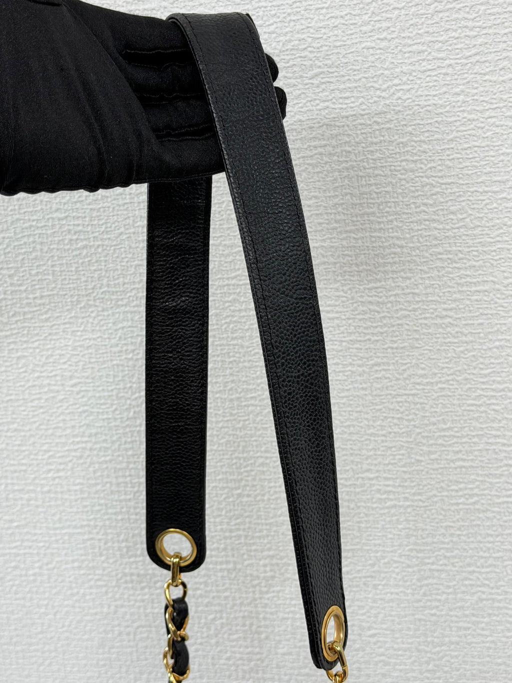 Chanel Vintage Triple Coco Caviar Skin Drawstring Bag Black