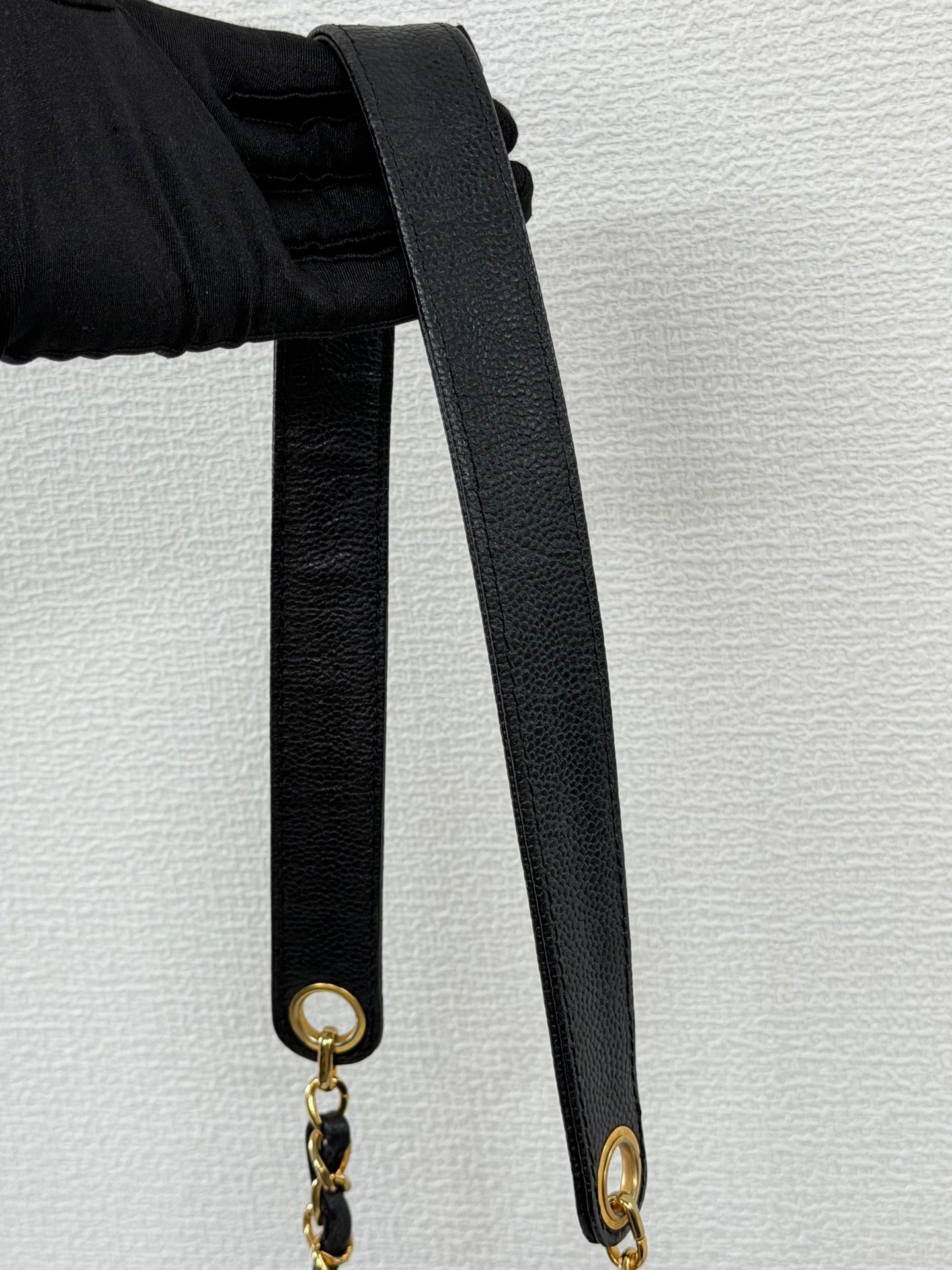 Chanel Vintage Triple Coco Caviar Skin Drawstring Bag Black