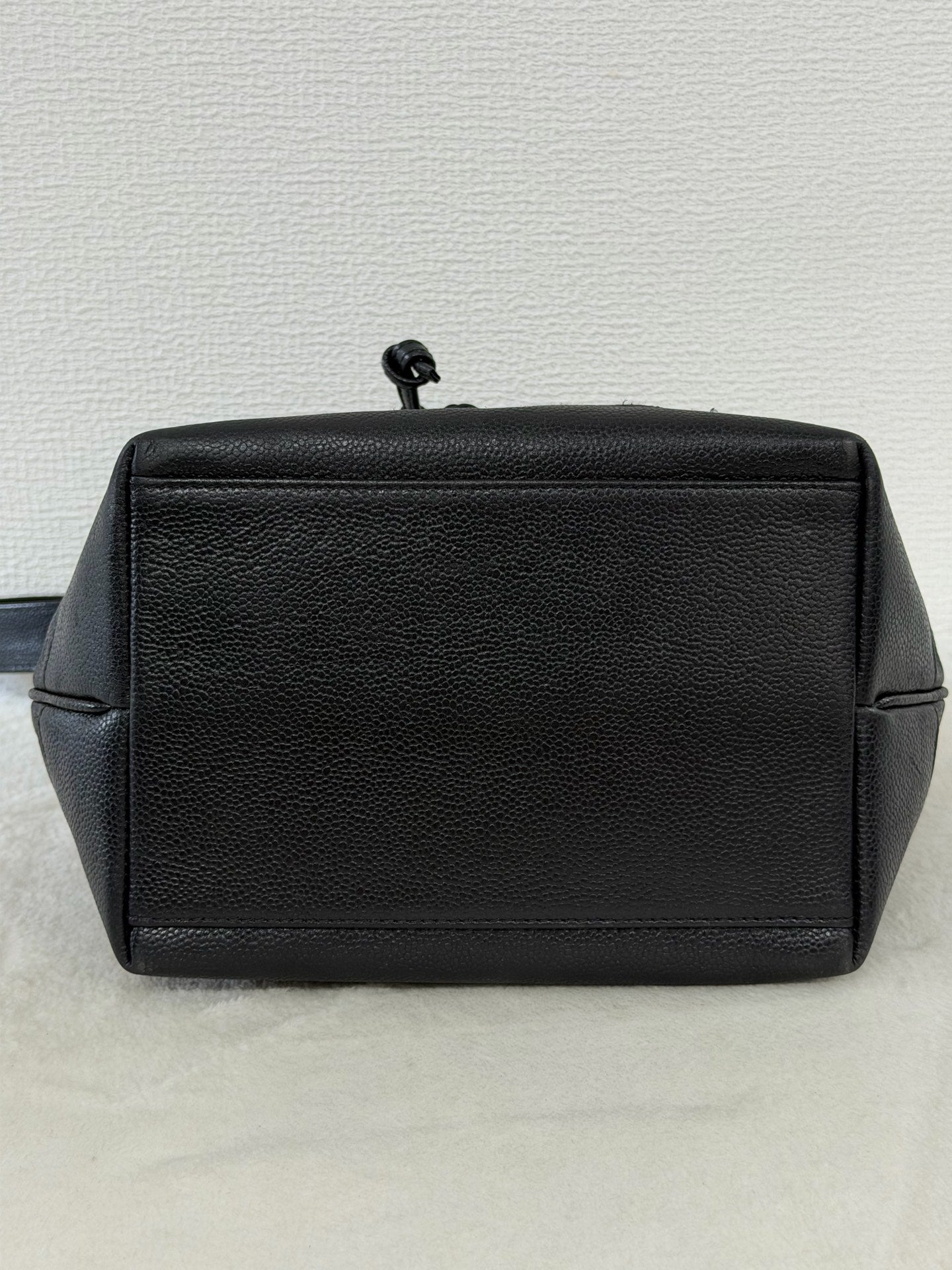 Chanel Vintage Triple Coco Caviar Skin Drawstring Bag Black