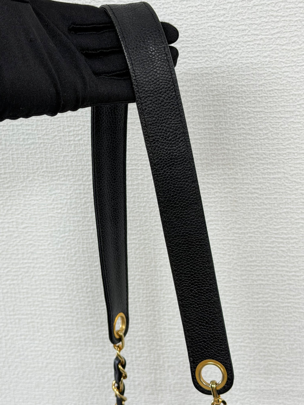 Chanel Vintage Triple Coco Caviar Skin Drawstring Bag Black